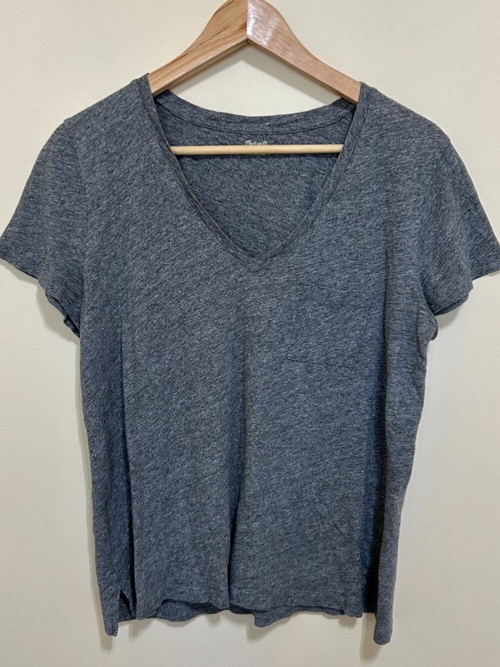 Madewell V-Neck Short Sleeve Tee Heathered Gray Womens Size L
